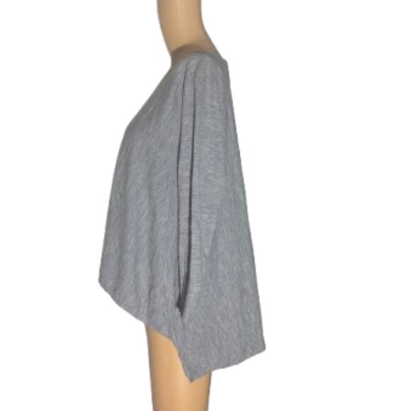 Eileen Fisher Knit Top Virgin Merino Wool Hi Low Gray Long Sleeve Top Size Large - Picture 2 of 6